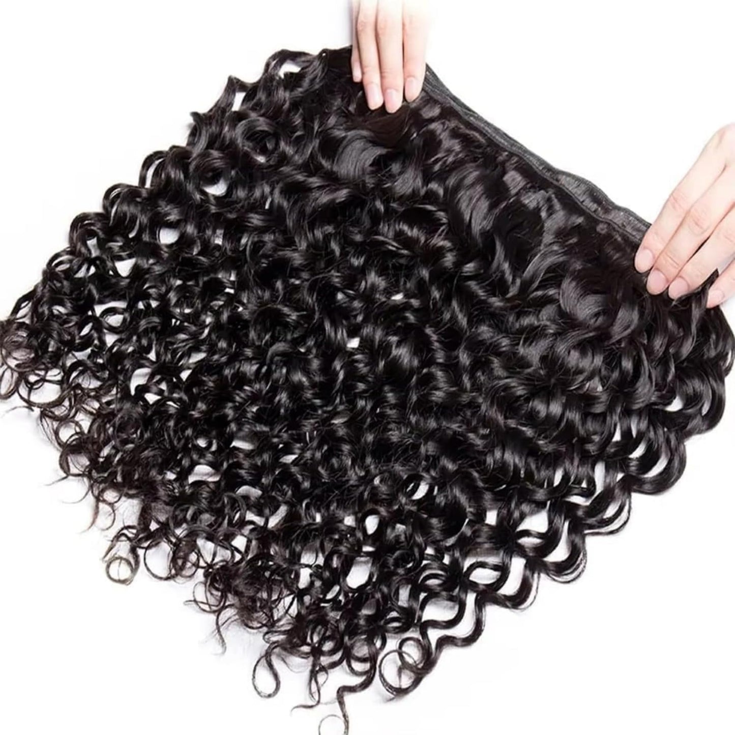 BOKIEOIE Natural Black Bundle Human Hair Unprocessed Brazilian Virgin Water Wave Human Hair Bundles 22 Inch Single Bundle Color #1B Double Weft Hair Extensions 100g Total for Black Women