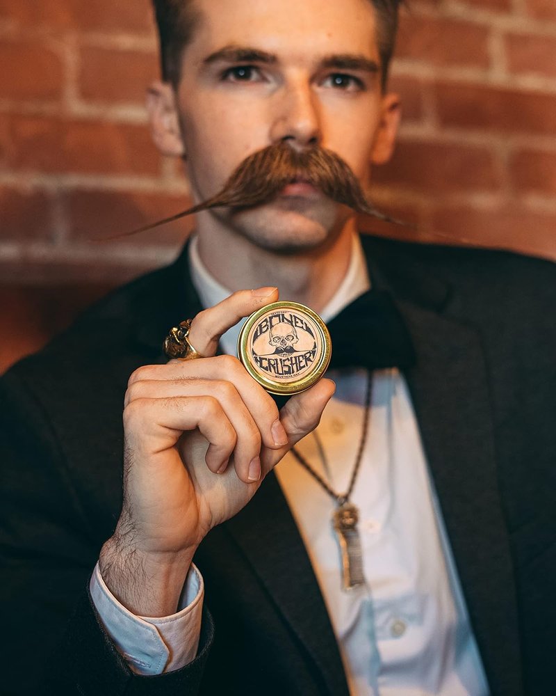 Bone Crusher Mustache Wax Set - Extra Strong Firm Hold | Night Fury Wax Remover Oil & Comb Included