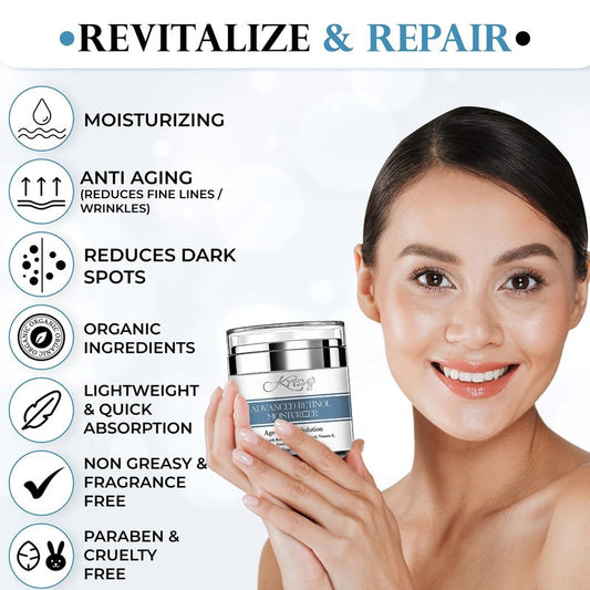 Retinol Face Cream 2.5%, Day & Night Collagen Hydrating Moisturizer, Natural Anti Aging Cream with 10% Hyaluronic Acid, Vitamin E, Wrinkle & Neck firming Cream for Women, Fragrance Free,1.7 Fl. Oz
