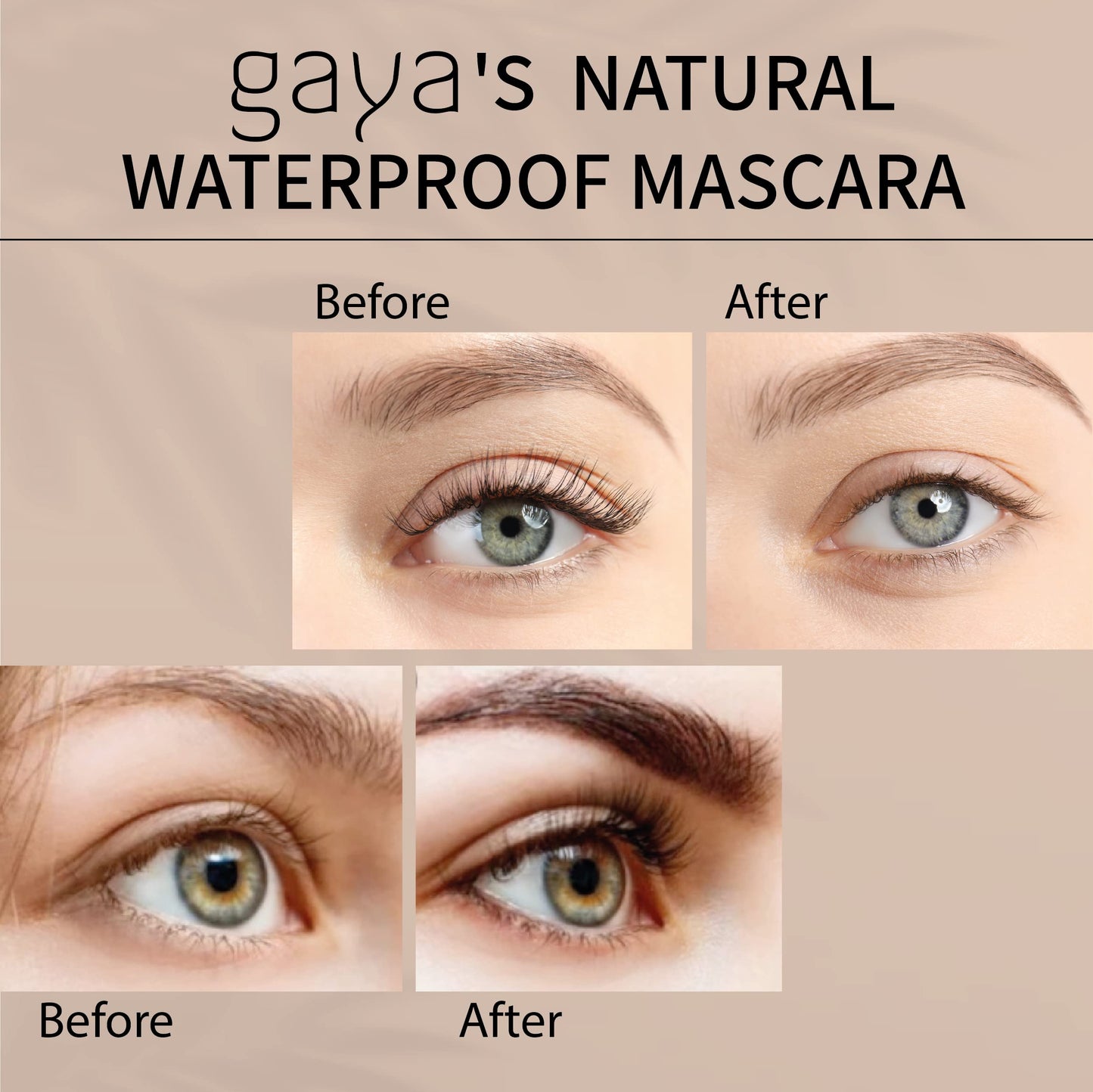 Vegan Black & Blue Mascara Bundle for Sensitive Eyes, Natural Hypoallergenic mascara, Lengthening and Volumizing for Natural Looking, Cruelty Free, Ophthalmologist Tested- By Gaya cosmetics