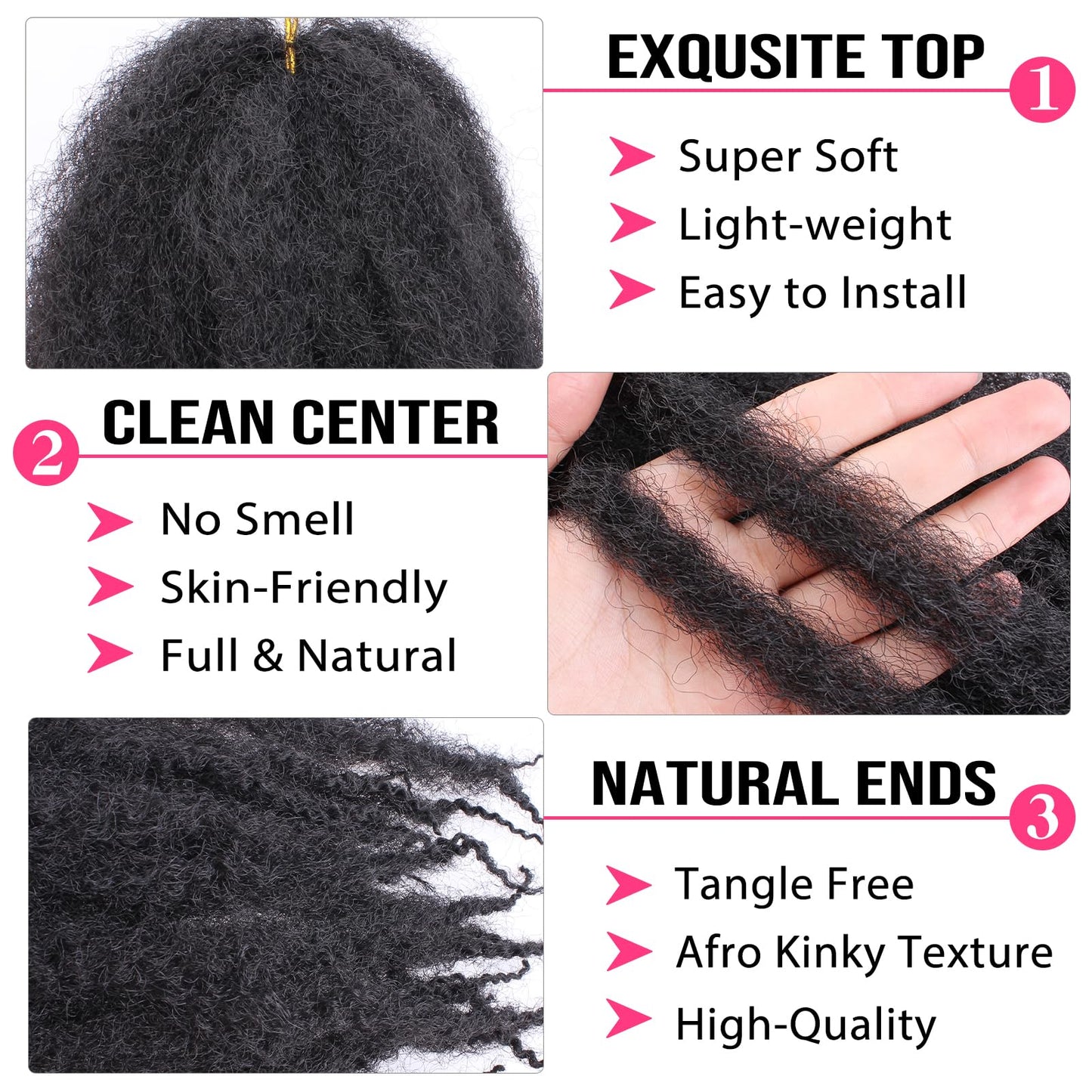 RuiYok 30 Inch Marley Twist Braiding Hair Ombre Brown Marley Hair Crochet Braids 8 Packs Pre-Separated Springy Afro Kinky Twist Hair for Black Women Long Braiding Hair for Crochet Locs Braids T30#