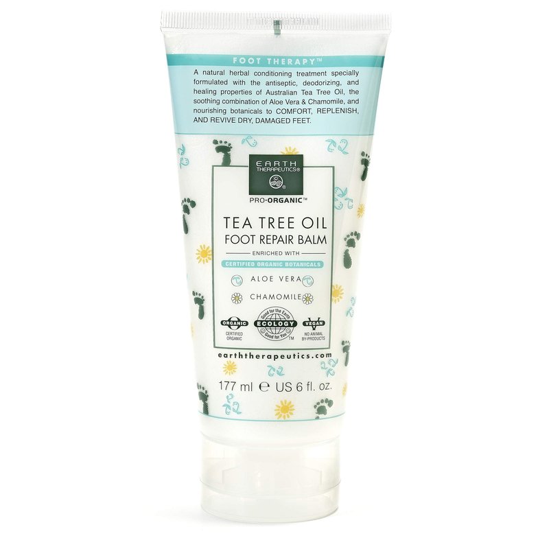 Earth Therapeutics Tea Tree Oil Foot Balm – Australian Tea Tree Oil w/Aloe Vera & Chamomile – Hydrates, Softens & Conditions Dry Cracked Feet, Heel and Calluses – Soothe Irritated Skin – 6 Oz