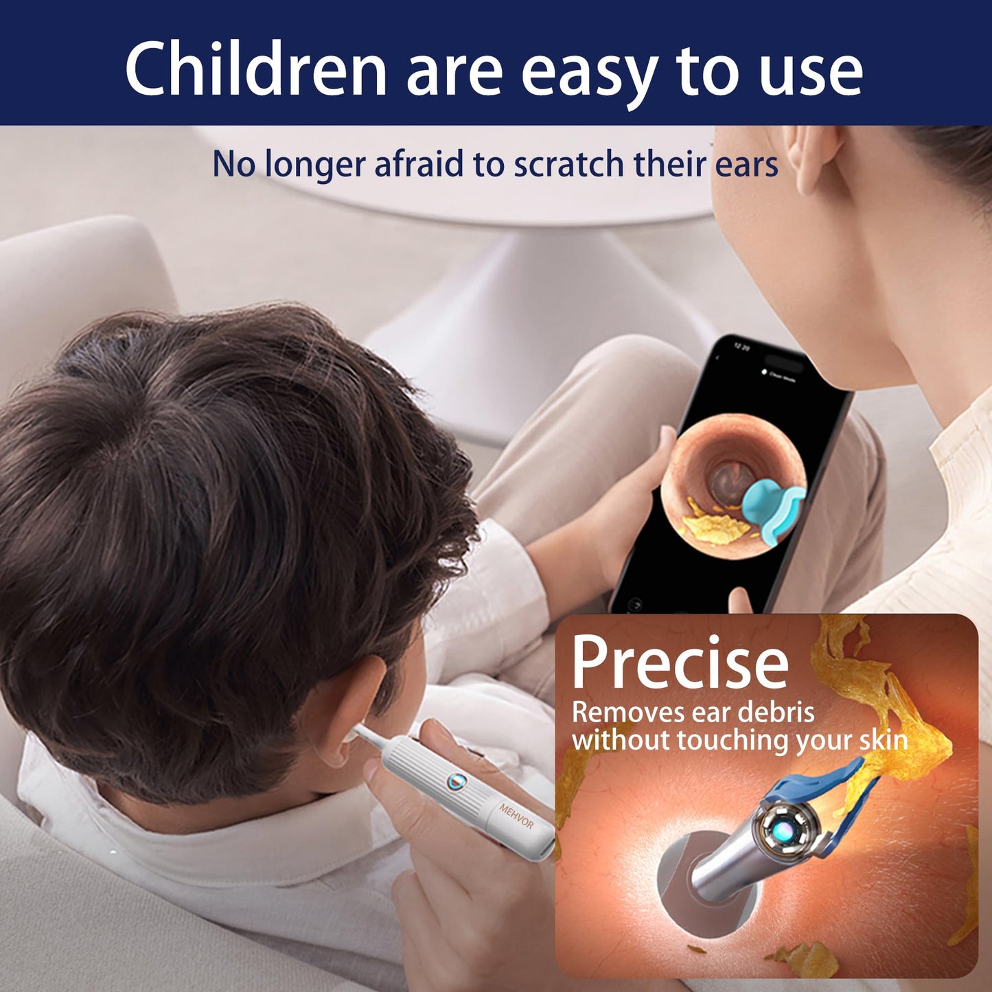 Ear Wax Removal Tool Camera, Smart WiFi Ear Cleaner with Camera, HD Visual Otoscope, Safe Silicone Flexible Scoops & Tweezers Sets Tools for Adults & Kids