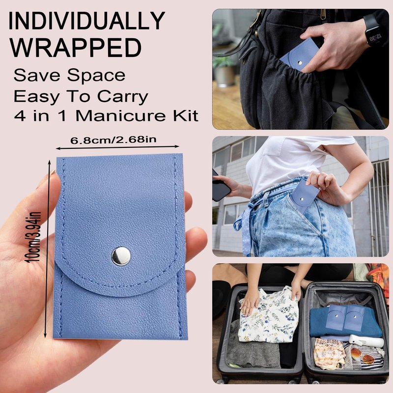 24 Sets Travel Manicure Set Professional Nail Clipper Kit Bulk,4 in 1 Adult Stainless Steel Travel Manicure Kit with Case Individually Wrapped Nail Clippers Bulk for Homeless,Hotel,Charity(4 Colors)