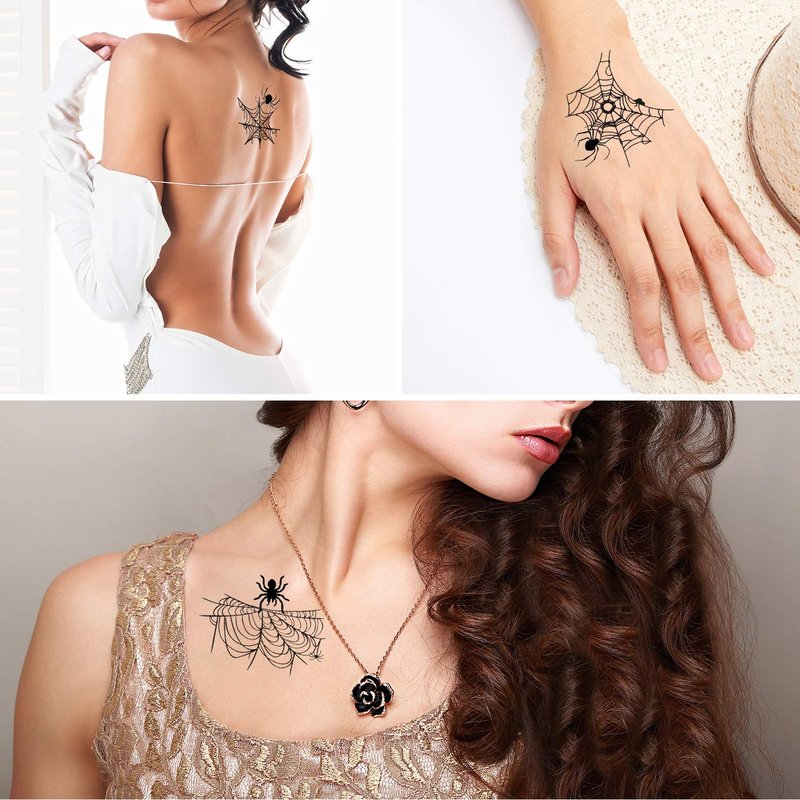 Halloween Face Tattoo Sheets - Spider Web Temporary Body Art | 36 Designs for Cosplay & Costume Parties