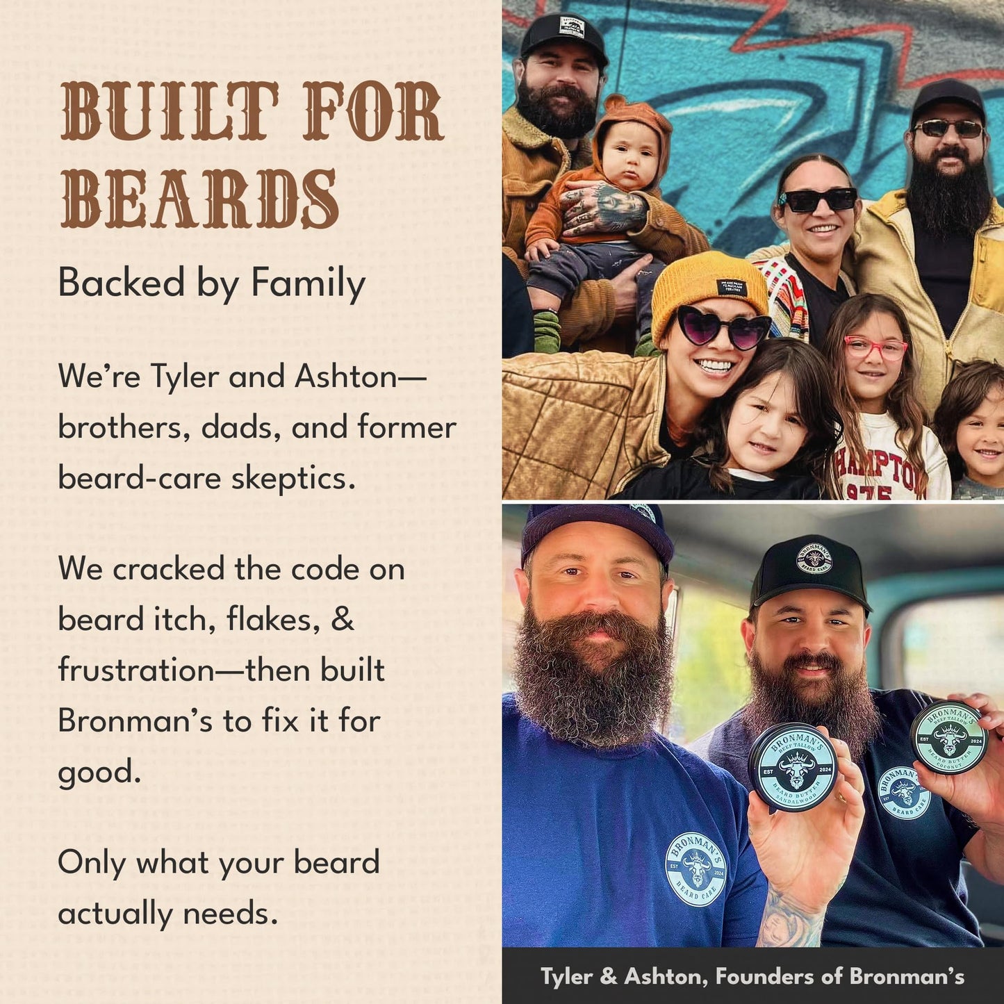 Bronmans Beef Tallow Beard Butter for Men - 4oz - Hydrating Sandalwood Beard and Skin Balm with Shea Butter - Deeply Moisturizing Tallow