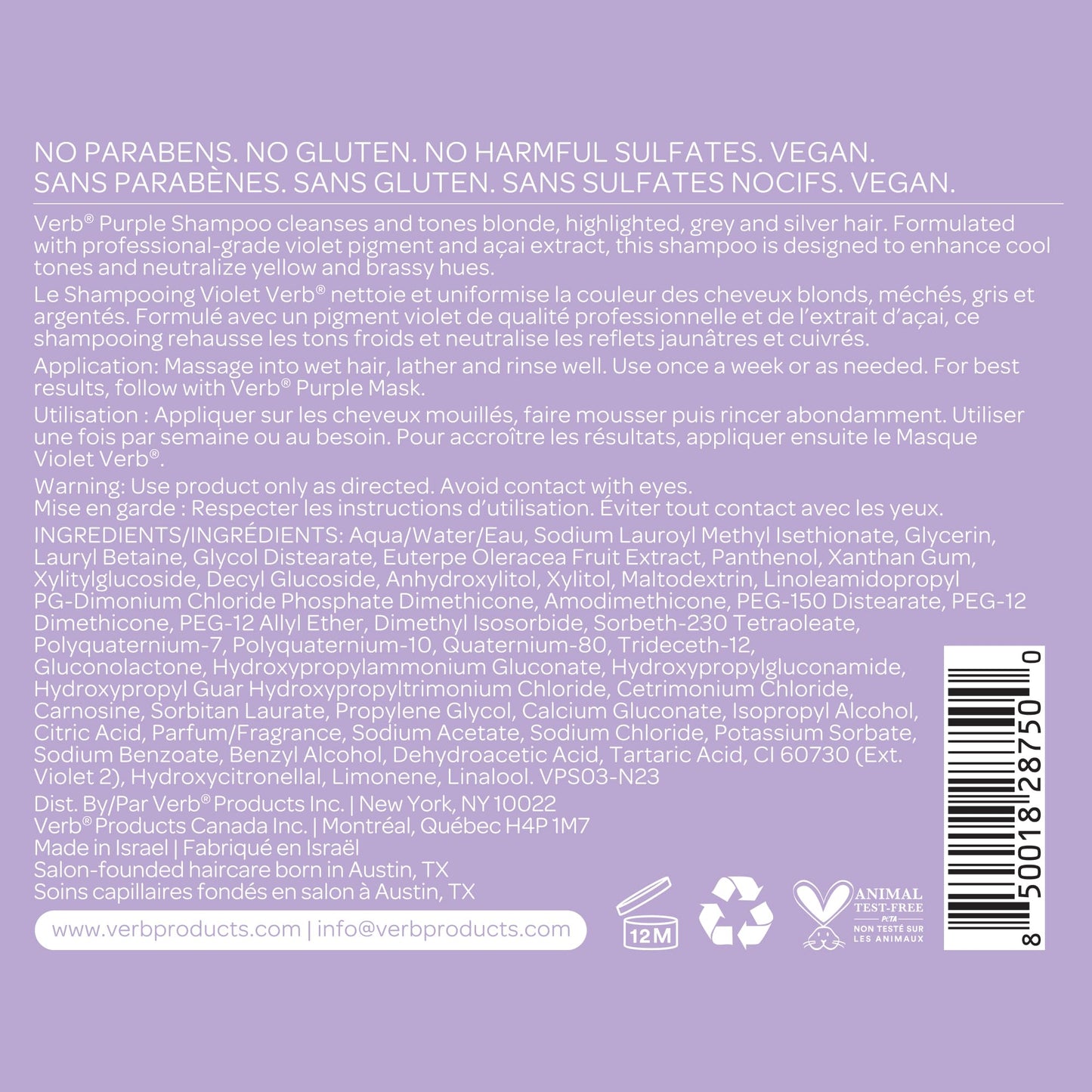 VERB Purple Shampoo, 12 fl oz