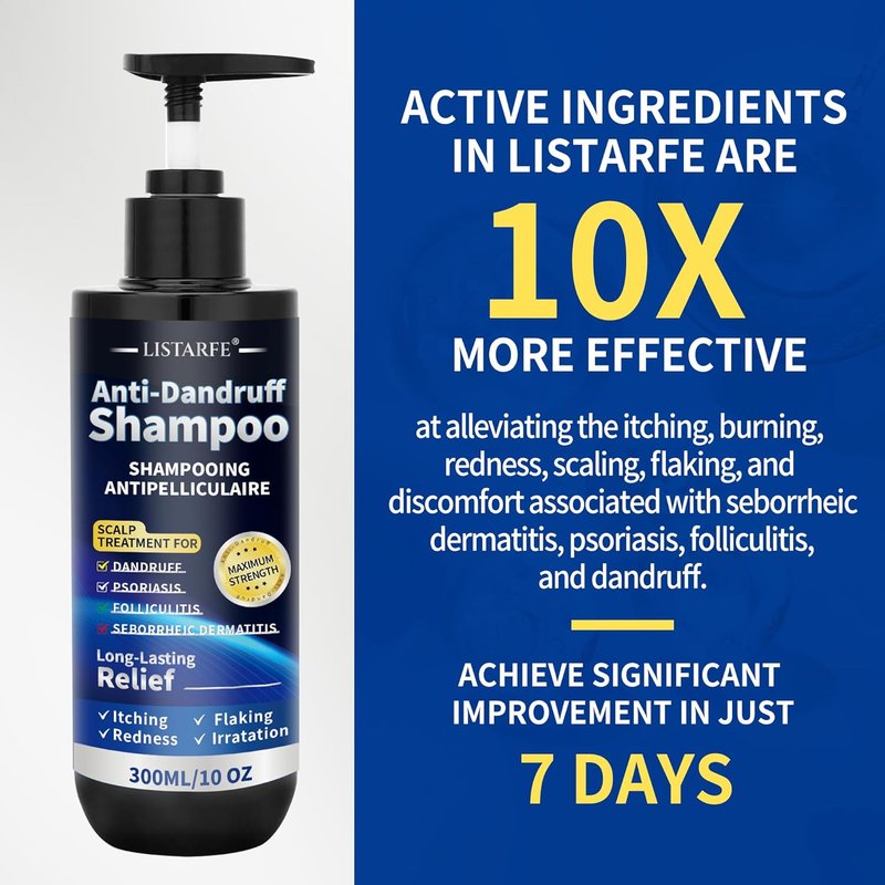 Dandruff Shampoo - Anti-Fungal Scalp Treatment for Psoriasis & Dermatitis | Itching Relief, 300ML (Peppermint)