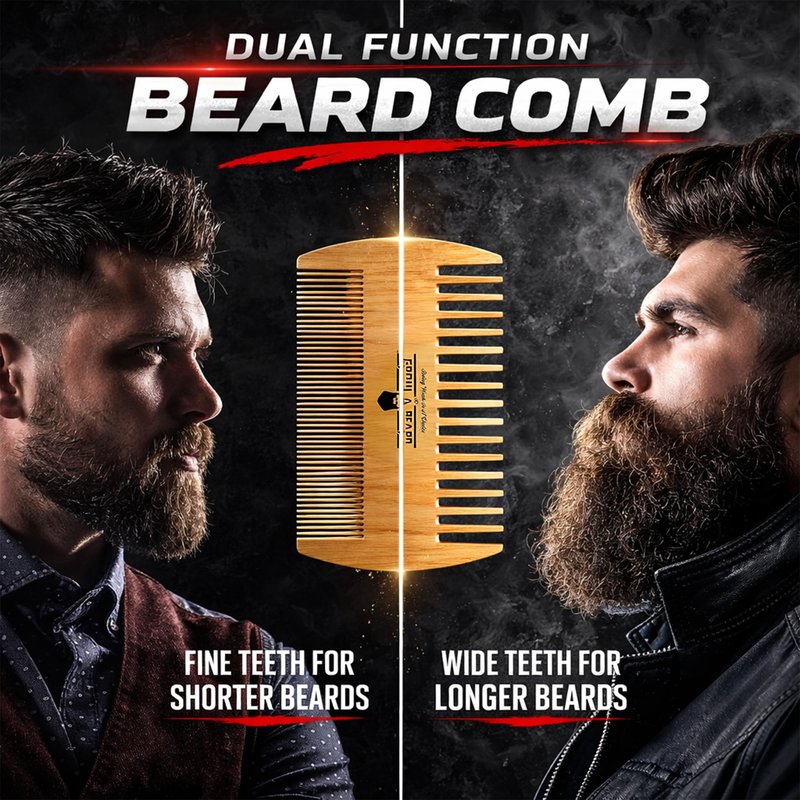 Beard Straightener Grooming Kit for Men, Beard Growth Kit, Wash, Brush & Comb, Unscented Growth Oil, All Natural Sandalwood Balm, Conditioner, Razor & Scissors, Great Gift Idea for Men's (Black)
