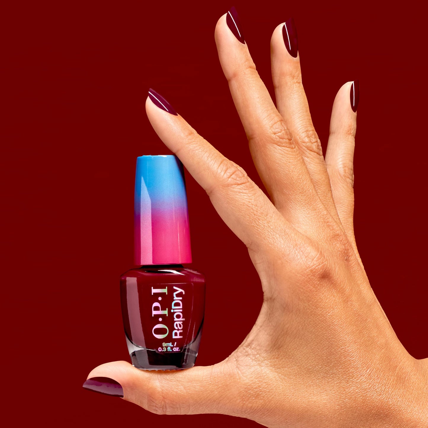 OPI RapiDry Skip a Beet | Opaque Dark Red Crème Quick Dry Nail Polish | Vegan, Smudge Proof, Fast Drying