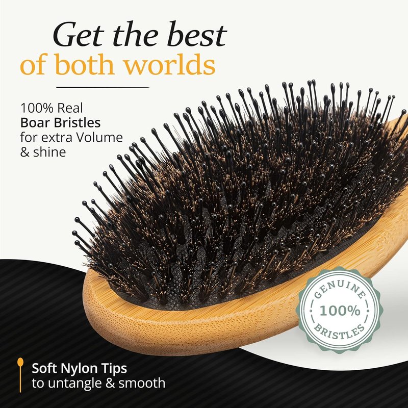 Men's Hair Grooming Set - Boar Bristle & Nylon Pin Brushes, Wooden Comb, Travel Bag | Perfect for Styling