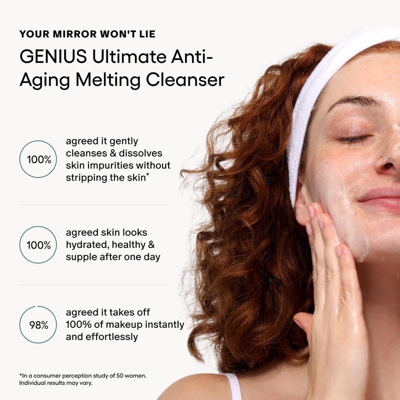 Algenist GENIUS Ultimate Anti Aging Melting Cleanser - 3 in 1 Cleansing Balm to Oil Milk - Makeup Remover with Alguronic Acid & Microalgae Oil - Hydrating Face Cleanser for Dry Skin (5 Fl oz)