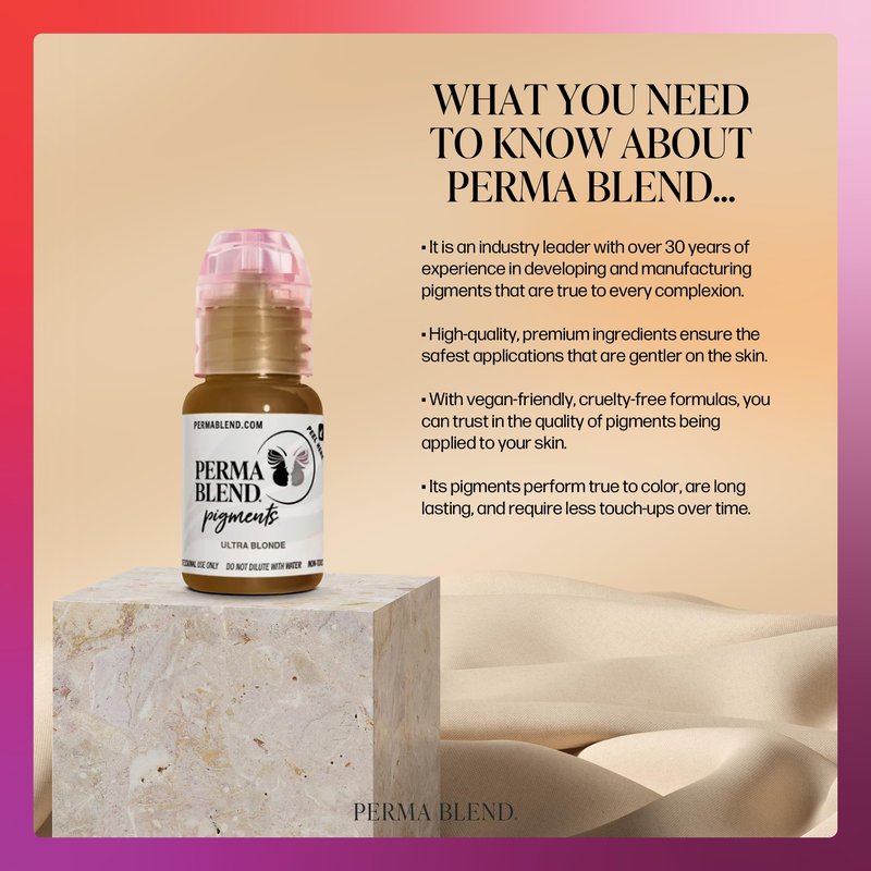Perma Blend Rich Brown Eyebrow Tattoo Ink Pigment, Professional Brow Microblading Supplies, 1/2 oz Bottle