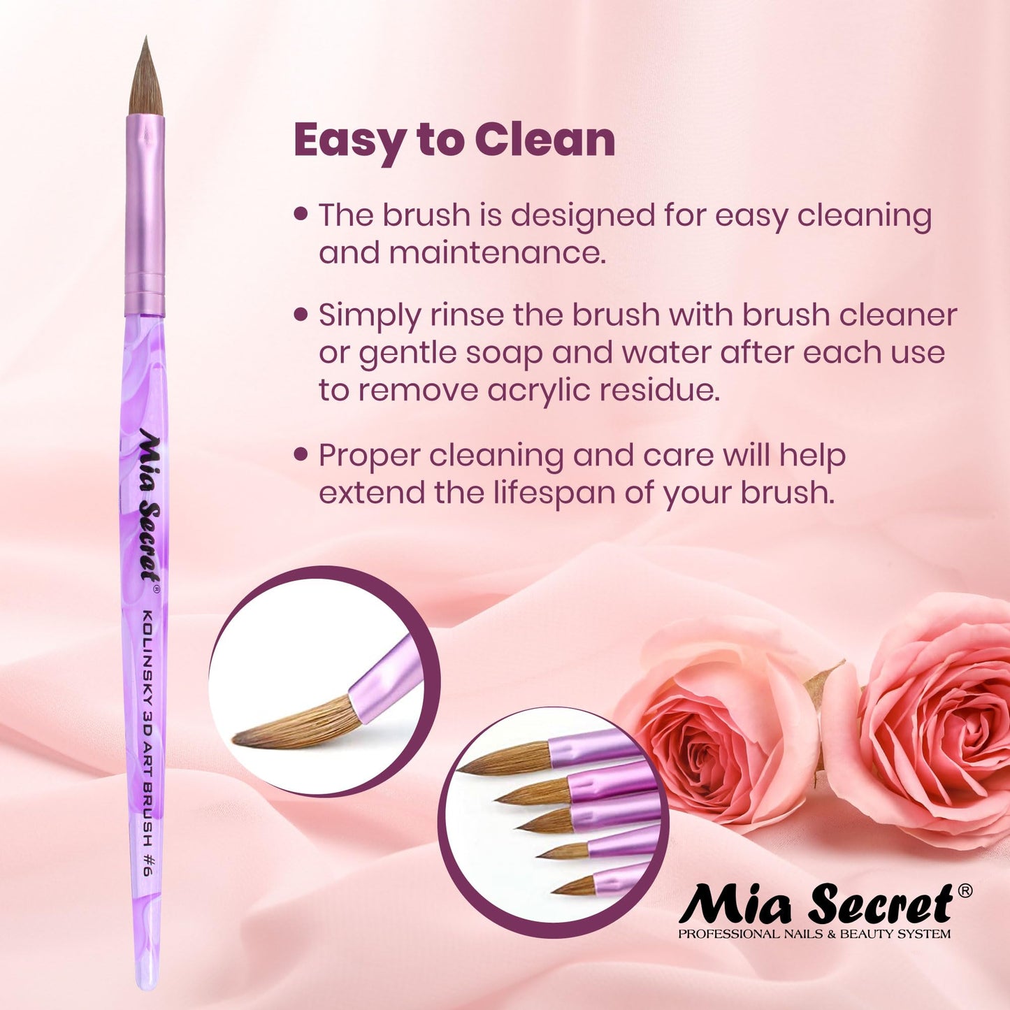 Nail Brushes with Kolinsky Squirrel Hair by Mia Secret Store