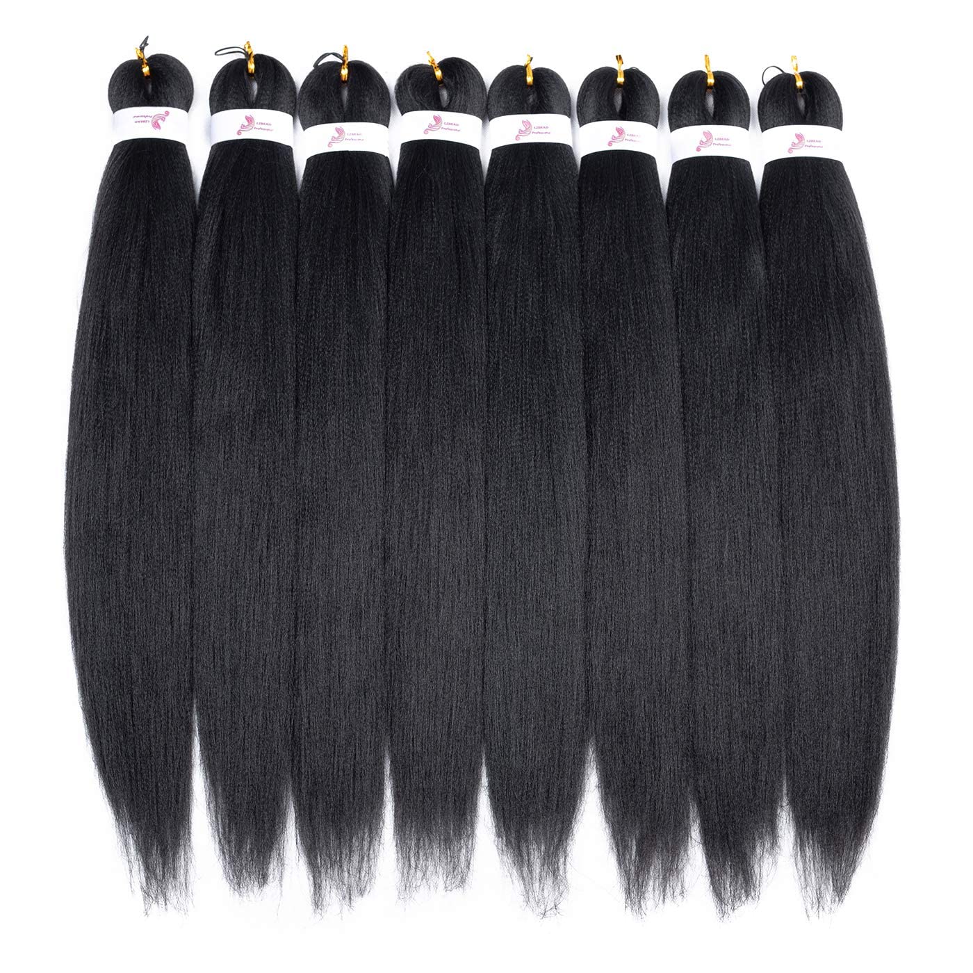 Callia Pre Stretched Braiding Hair 24 Inch 8 Packs Ombre Professional Prestretched Synthetic Braiding Hair Itch Free Yaki Synthetic Hair Extension for Crochet Twist (24Inch, 1B)