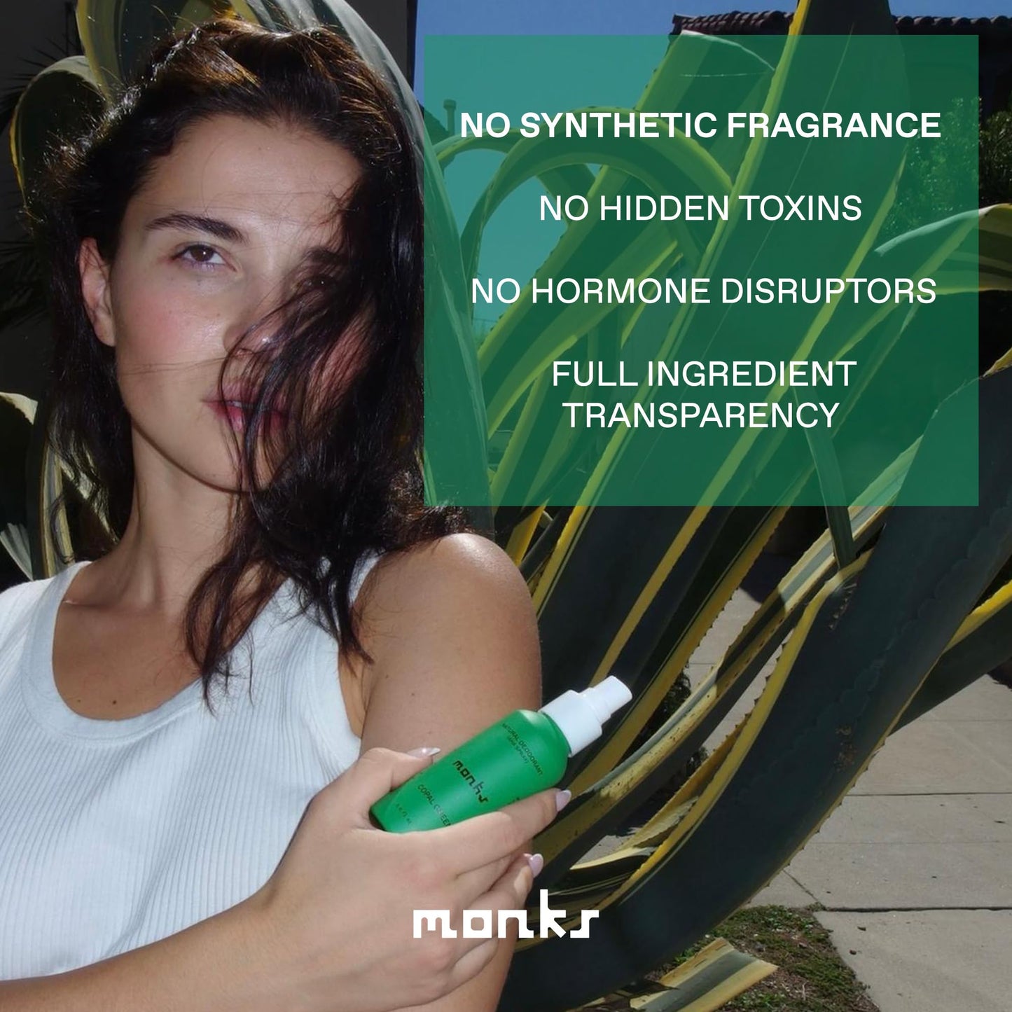 MONKS Whole Body Natural Deodorant Spray - For Women and Men, Aluminum-Free, Baking Soda Free, Probiotics, Organic AHA’s, Pure Essential Oils (Yuzu Santo)
