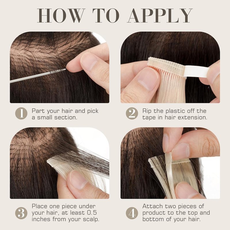 Tape In Hair Extensions - 20 Inch Human Hair - Seamless & Invisible | 50g, 20pcs - Jet Black