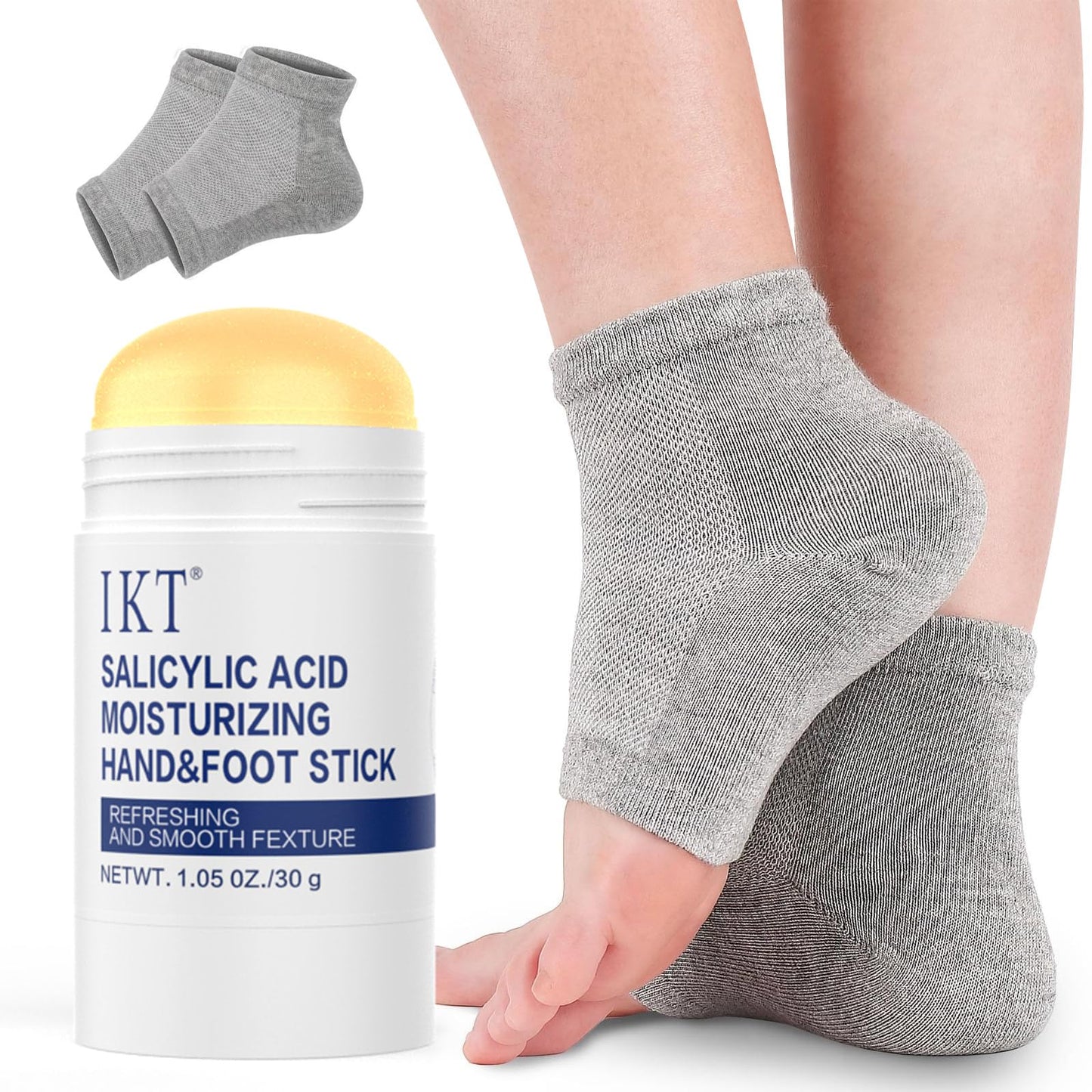 PasaRose Heel Crack Care & Moisturizing Set, Includes a pair of moisturizing heel socks and a professional heel repair stick. deeply treats dry and cracked feet