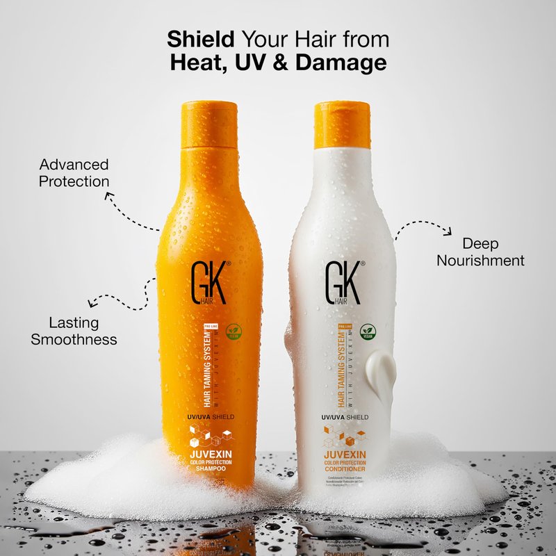 GK Hair Shield Shampoo and Conditioner – UV/UVA Protection for Color-Treated Hair – Hydrates, Prevents Fading and Split Ends – Anti-Frizz Formula for Softer, Stronger Hair