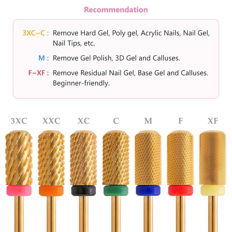Miracle Nail Drill Bits - Large Barrel Chamfer Shape Head | 3/32" Coarse for Electric Drills