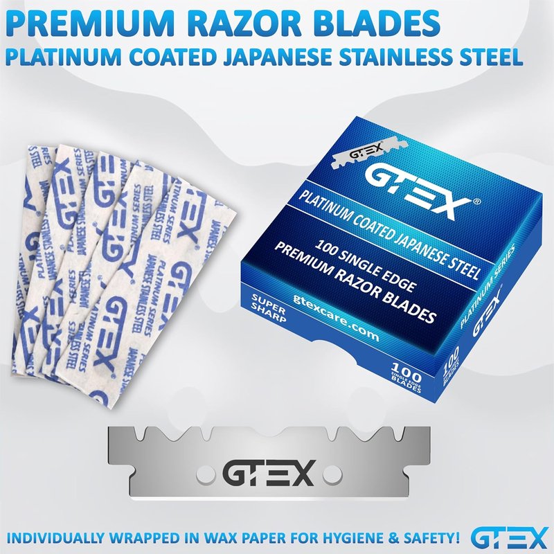 Straight Razors for Men - 2 Professional Single Blade Barber Razors | Premium Shaving Kit with GTEX Blades