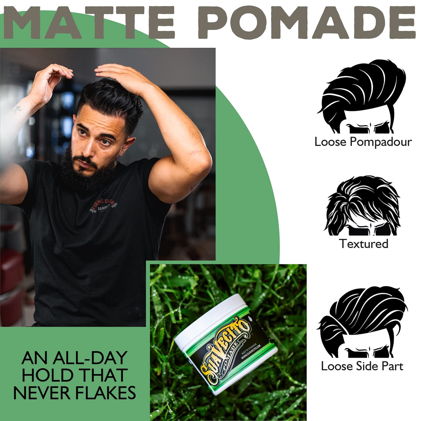 Suavecito Pomade Matte (Shine-Free) Formula 5 oz, 1 Pack - Medium Hold Hair Pomade For Men - Low Shine Matte Hair Paste For Natural Texture Hairstyles