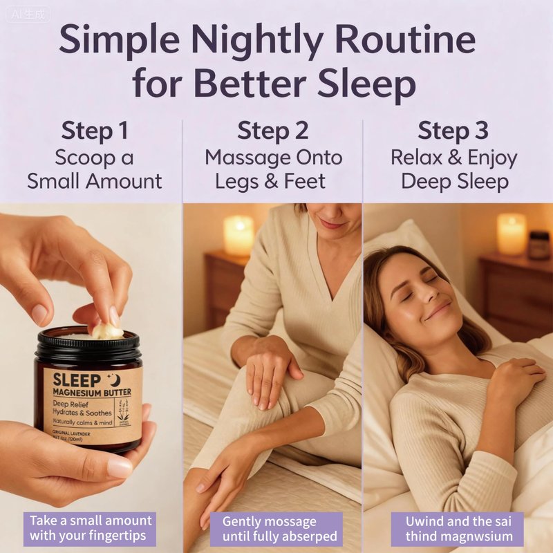 ipxkwll Magnesium Butter for Sleep, Nighttime Magnesium Cream for Leg & Foot – with Shea & Mango Butter, Arnica & Essential Oils for Relaxation, Restful Sleep & Leg Comfort(Lavender) (1)