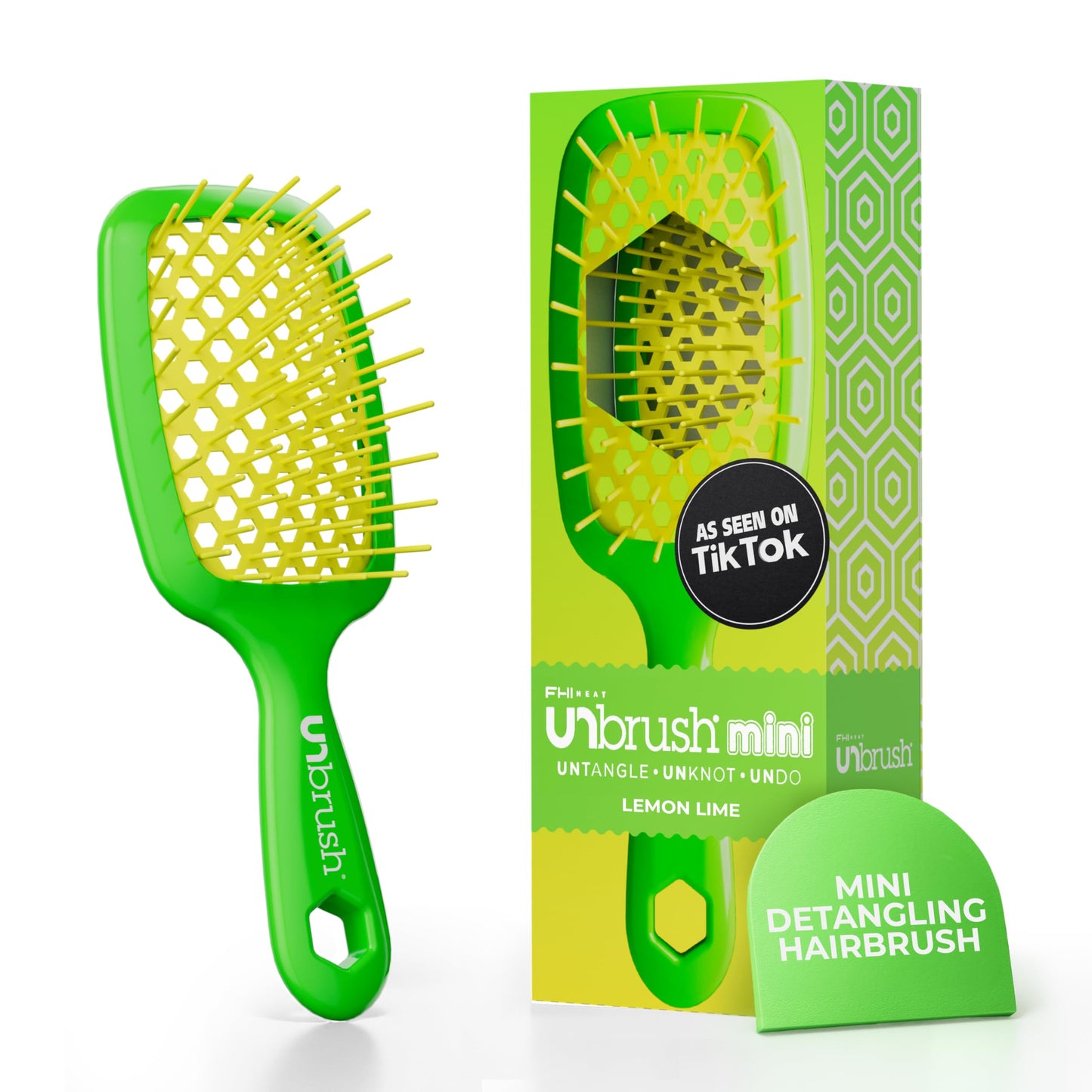 UNbrush Detangling Hair Brush Mini Neon - Lemon Lime