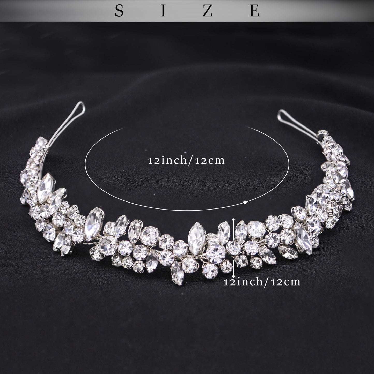 Oriamour Crystal Wedding Headband For Bride Bridal Headpieces For Girls Rhinestone Hairband For Birthday, Party, Prom (Silver)