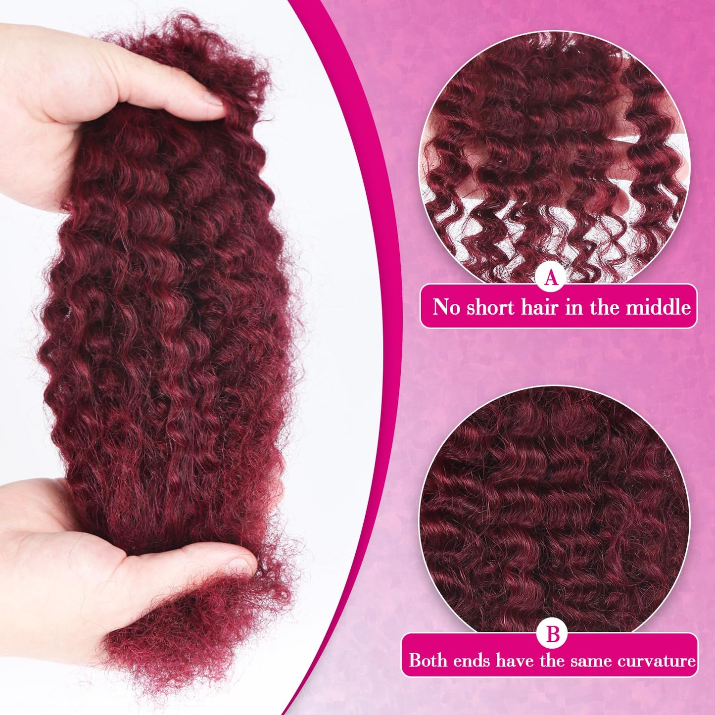 Afro Kinkys Bulk Human Hair For Braiding 16 inch Orange Ginger Afro Kinky Curly 100% Real Human Hair Bulk for Dreadlocks Mini Twist Crochet Braids Hair Extensions 50g