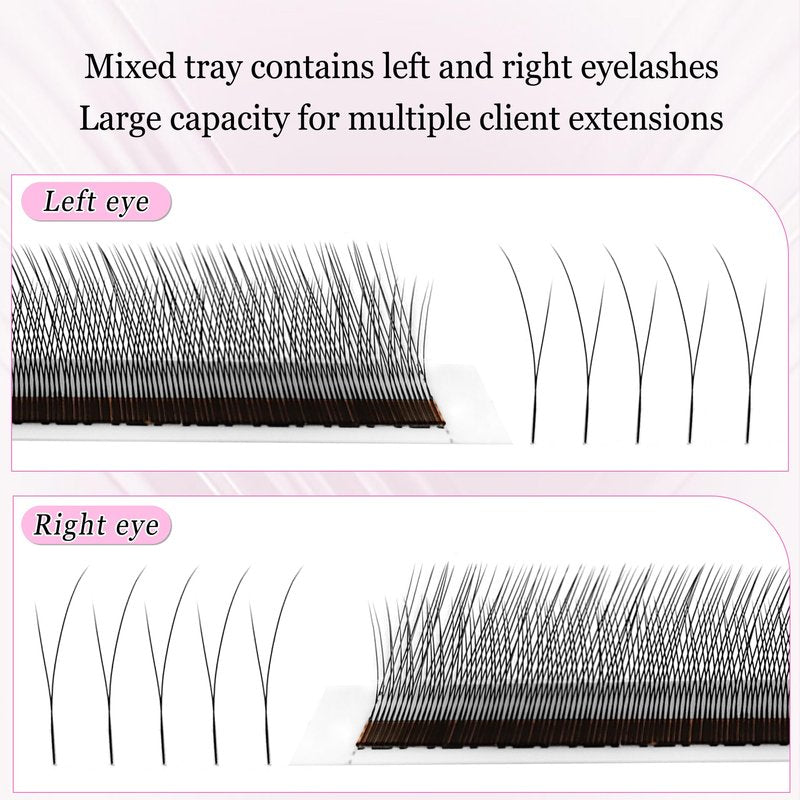 CoMango Fox EyeLashes Extension 2D Fans Flying YY Lashes Y Shaped Wispy Lashes Foxy YY Lashes Mink Premade Lash Fans C/D Curly Natural Fluffy Handmade Individual Eyelash Fans(Black,2D-C-mix8-13mm)