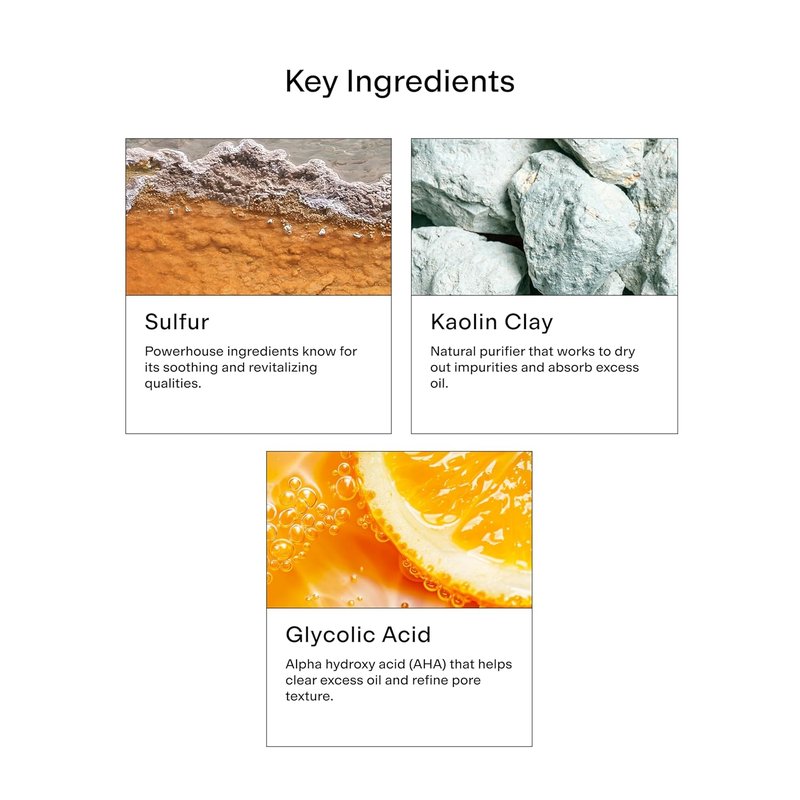 CLEARSTEM Sulfur Spot & Mask | Acne-Fighting Face Mask with Kaolin Clay & Glycolic Acid for Clear Skin - Weekly Treatment