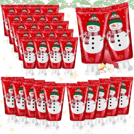 Heigble 30 Pcs Holiday Hand Cream Bulk Winter Gifts for Women Christmas Party Favors Mini Hand Lotion Set 1.1 Fl oz Travel Size for Dry Skin Women Mom Coworkers(Snowman)