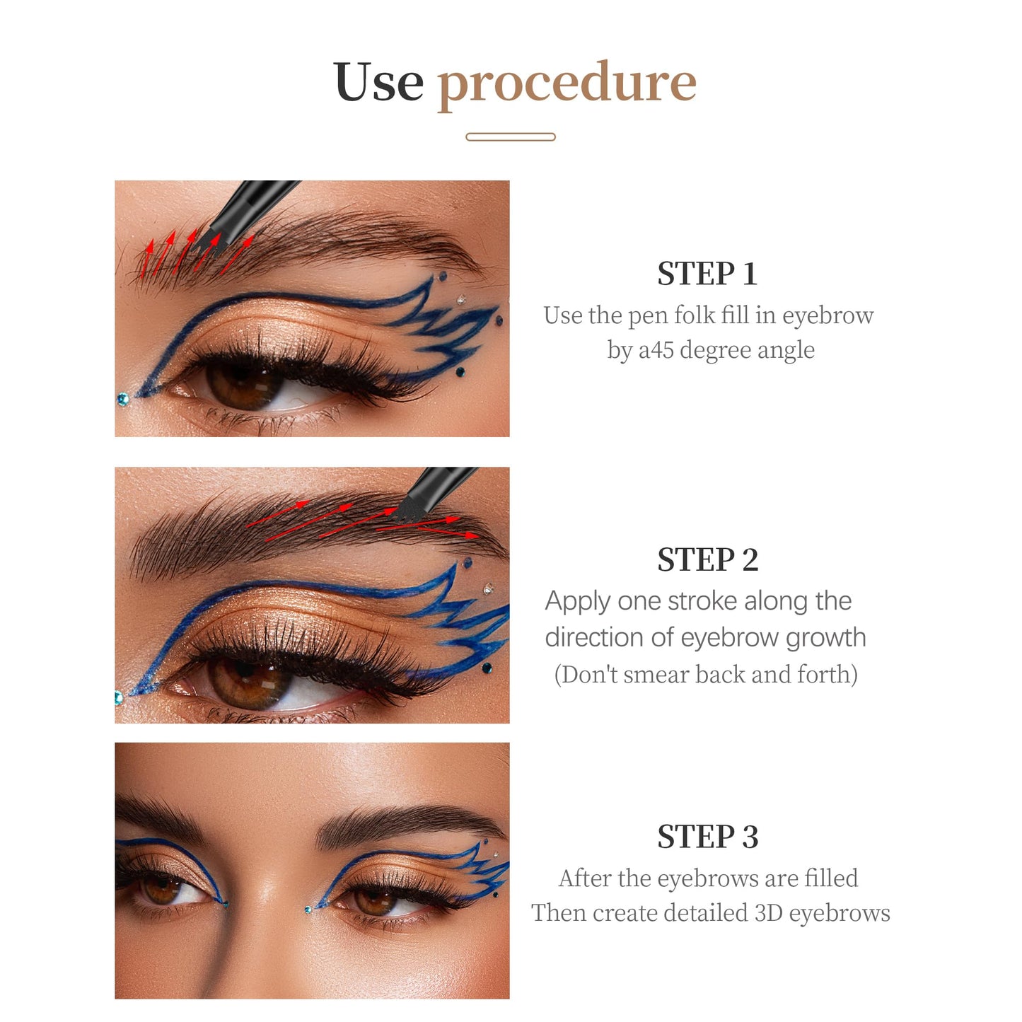 2-Tip Double-Ended Eyebrow Pen,2-in-1,Precise Liquid Brow(3# Dark Brown)