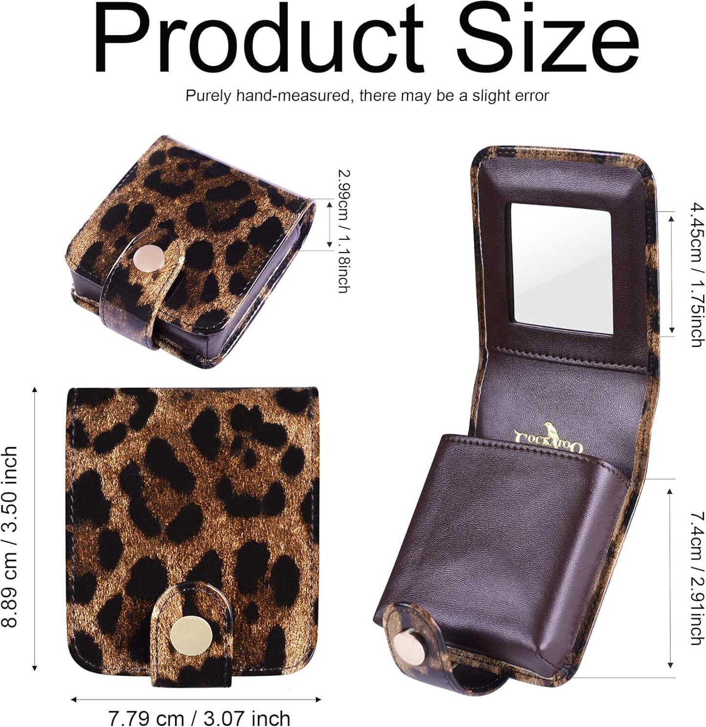 Leather Lipstick Case with Mirror - Women's Portable Travel Cosmetic Pouch | Mini Bright Red Makeup Bag
