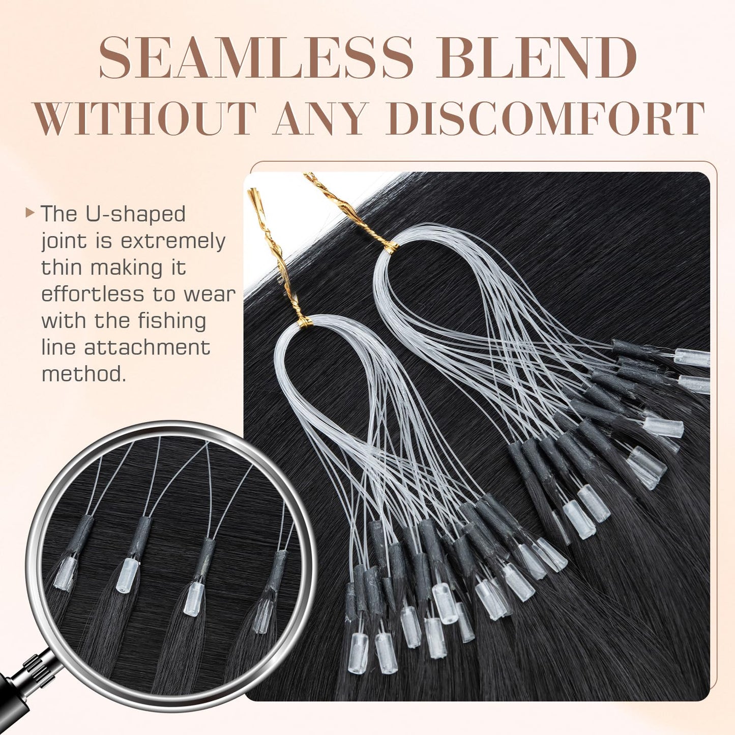 S-noilite Micro Link U Tip Hair Extensions Human Hair Jet Black K Tips Hair Extensions Human Hair Keratin U Tip Hair Extensions Straight 18 Inch 50 Strands 50g