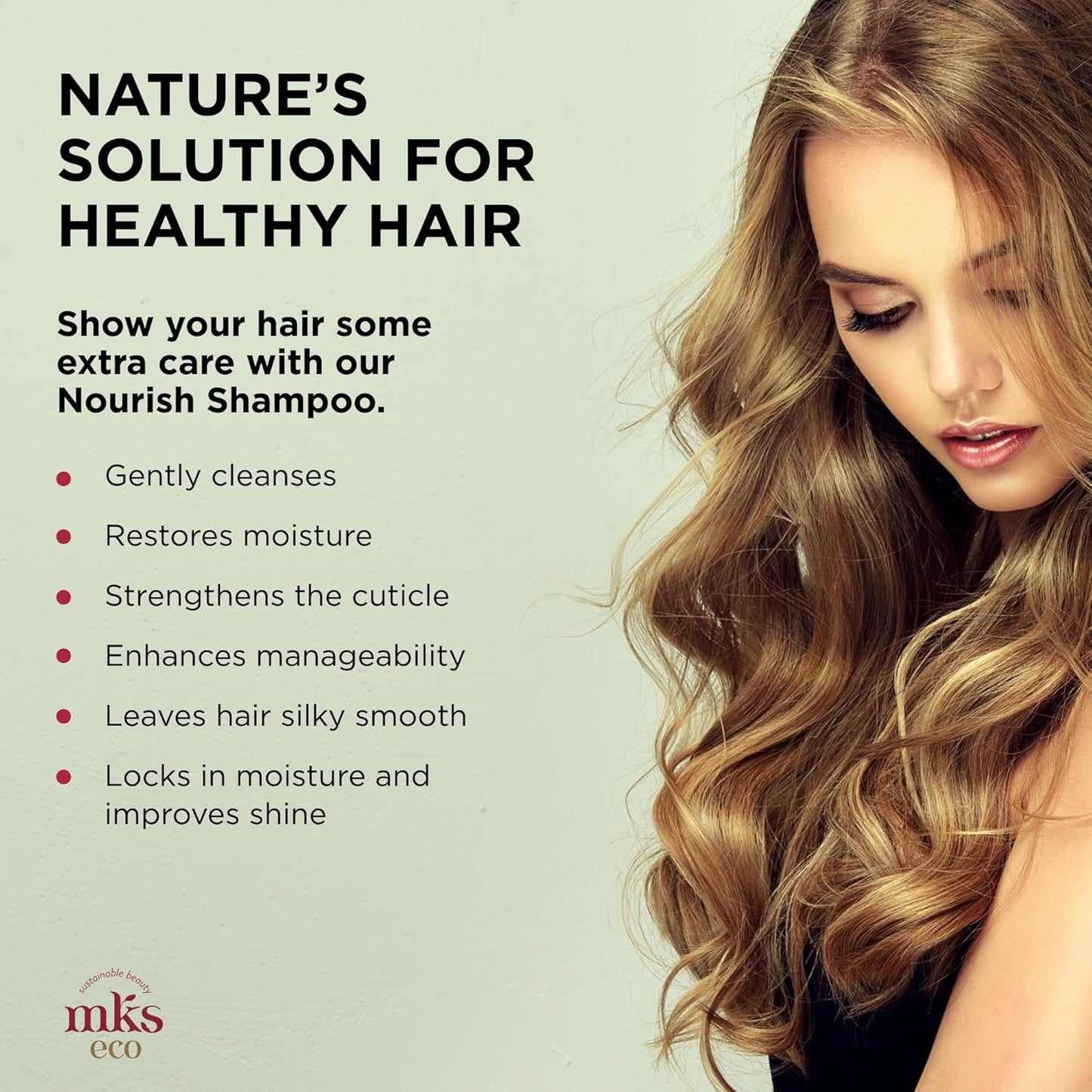 Eco Nourish Shampoo - Cleanses & Strengthens Fine Hair | Moroccan Argan Oil, Vegan, Color Safe