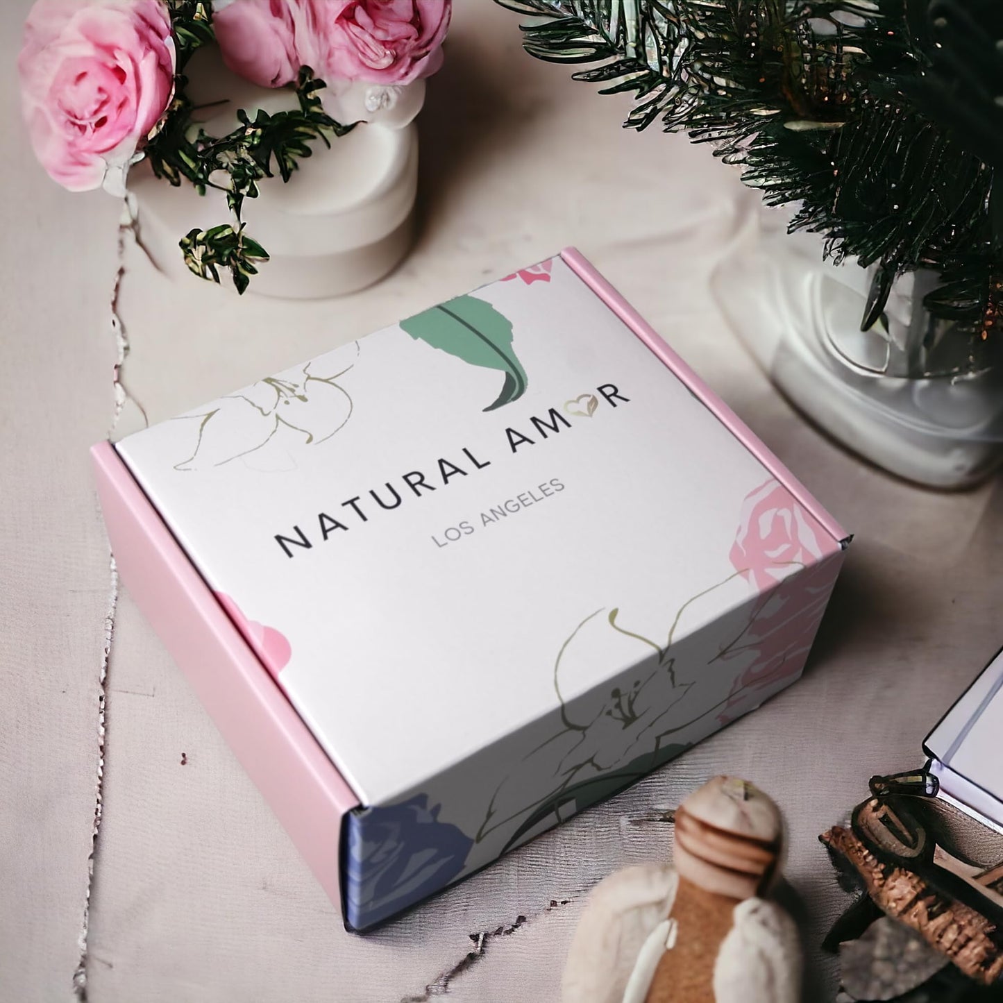 Natural Amor Lavender Spa Gifts for Women,7pcs Self Care Box Including Soap Bar, Candle, Bath Butter