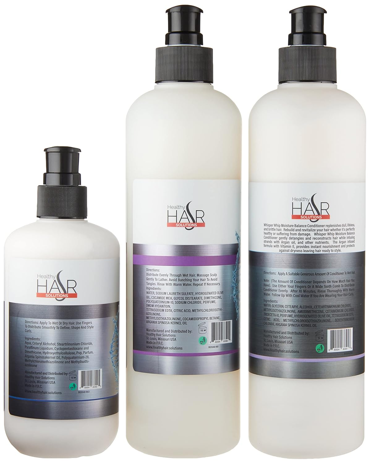 Whisper Whip Combo Set - Ultra Hydrating Shampoo, Moisture Balance Conditioner & Curl Defining Cream for All Hair Types
