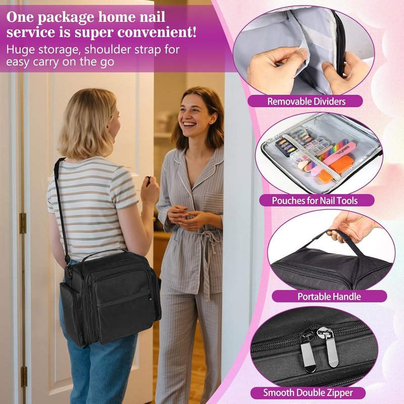 Nail Polish Organizer Case - Extra Large 105 Bottle Capacity | 3 Removable Pouches for Manicure Tools & Supplies