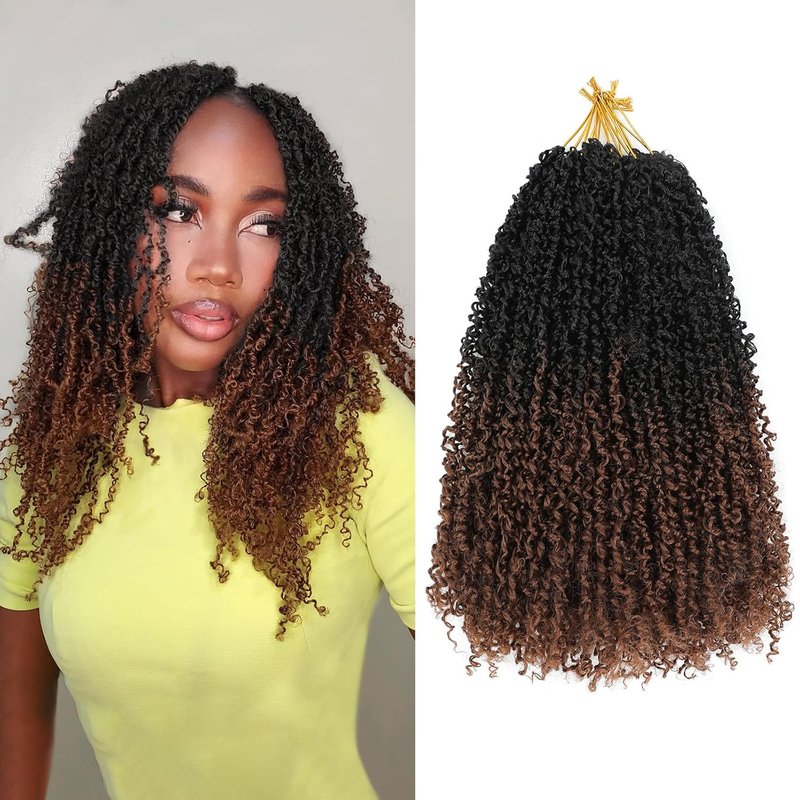 NAYOO 14 Inch Mini Passion Twist Crochet Hair - 8 Packs of Pre-Looped Synthetic Braids | Curly Ends, T30 Color