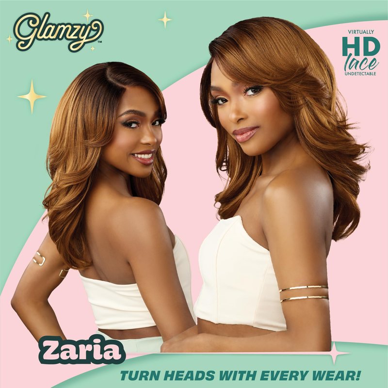 Sensationnel Glamzy Lace Part Wigs - Zaria Glueless Hand Tied Wider Parting Synthetic Hair (2 DARKBROWN)
