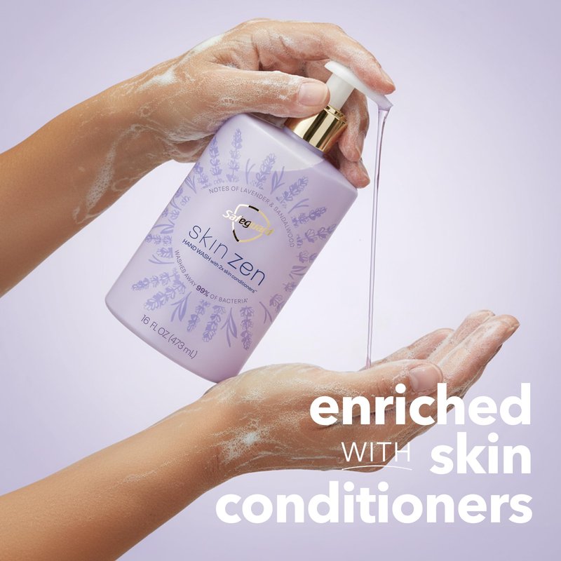Safeguard Liquid Hand Soap, Skin Zen, Washes Away 99% Bacteria, Made with Natural Moisturizers & 2X Skin Conditioners, Safeguarding Families, PH Balanced Formula, Lavender & Sandalwood Scent, 16 oz