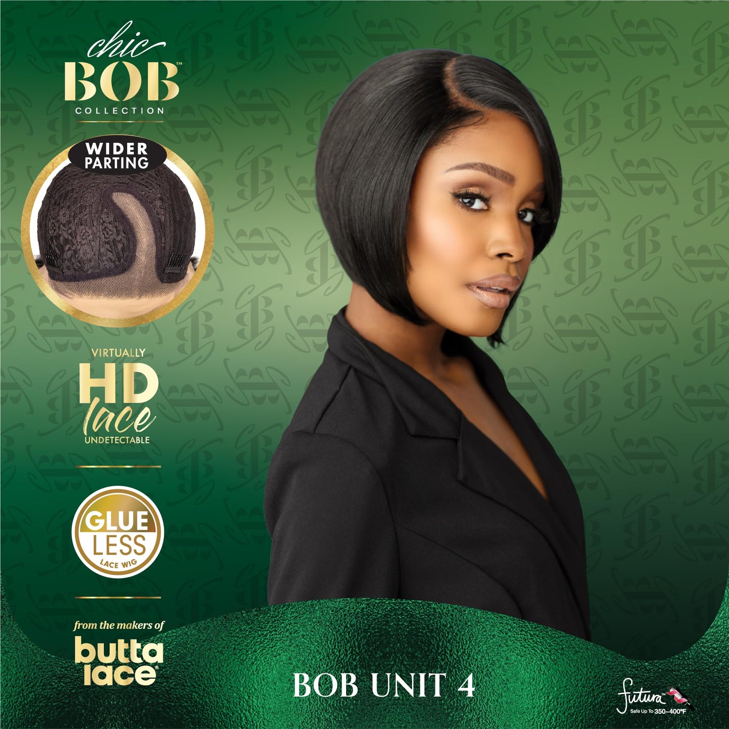 Sensationnel Chicbob Lace Frontwig - Bob Unit 4 Face Framing Glueless Wig Wide 5 Inch Deep Part Synthetic Preplucked Hairline (PLATINUMBLONDE)