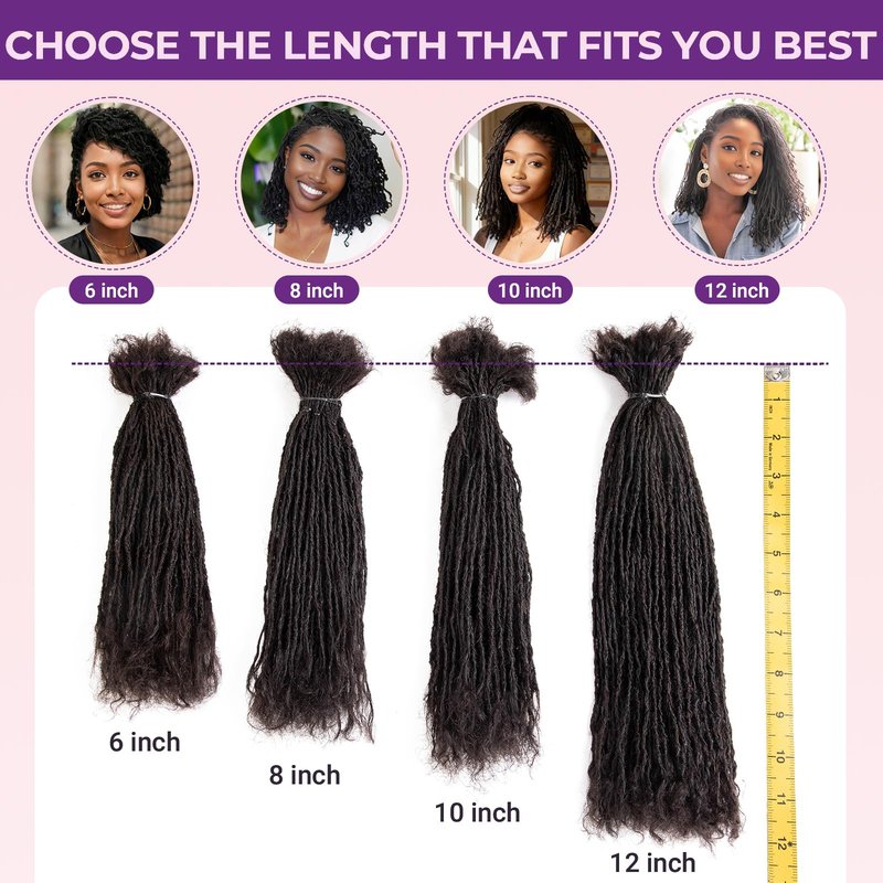 8-12 Inch Sister loc Human Hair Handmade Interlock Locs Curly Tips Sister Locks Real Human Hair Microlocs Extensions Permanent Dreadlock Extensions Natural Soft Looking(0.1cm,8 Inch-30 Strands)