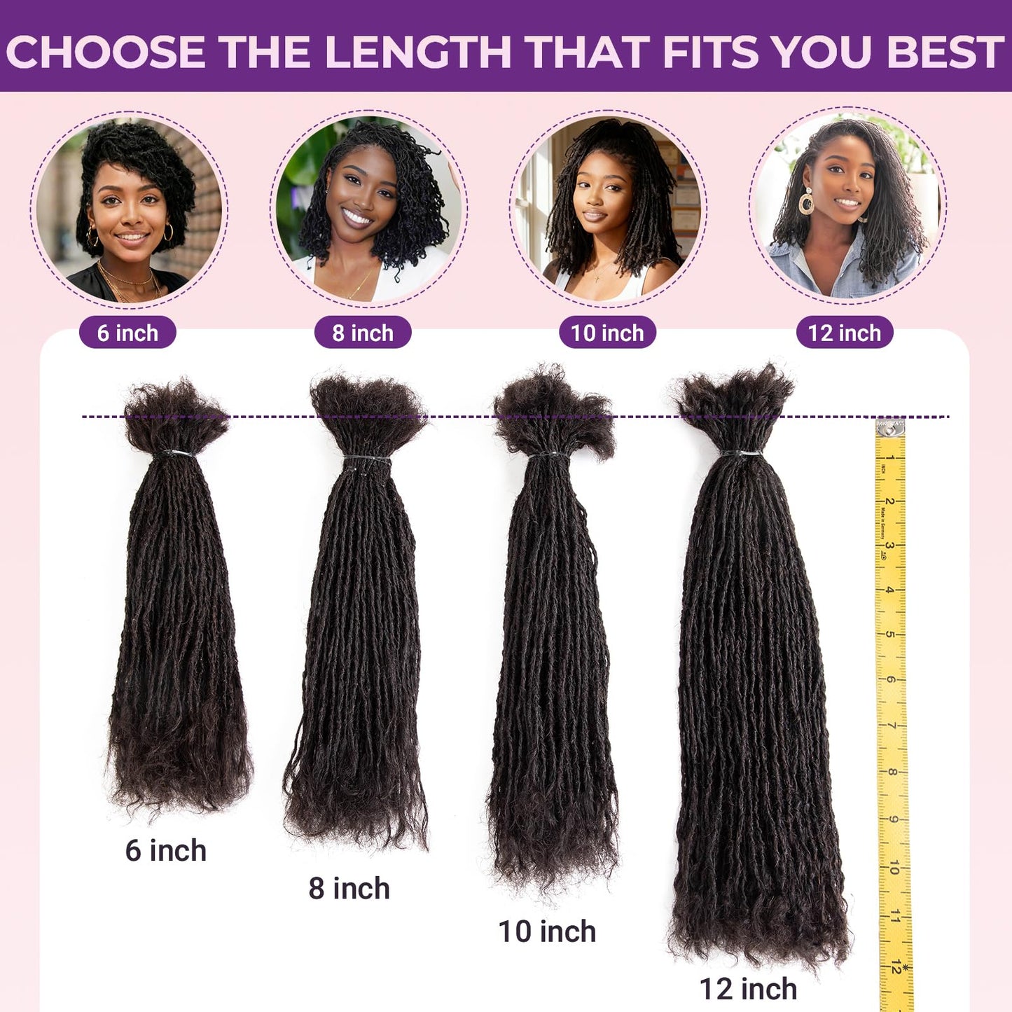 8-12 Inch Sister locks Human Hair Handmade Interlock Locs Curly Tips Sister Loc Real Human Hair Microlocs Extensions Permanent Dreadlock Extensions Natural Soft Looking (0.1cm,10 Inch-10 Strands)