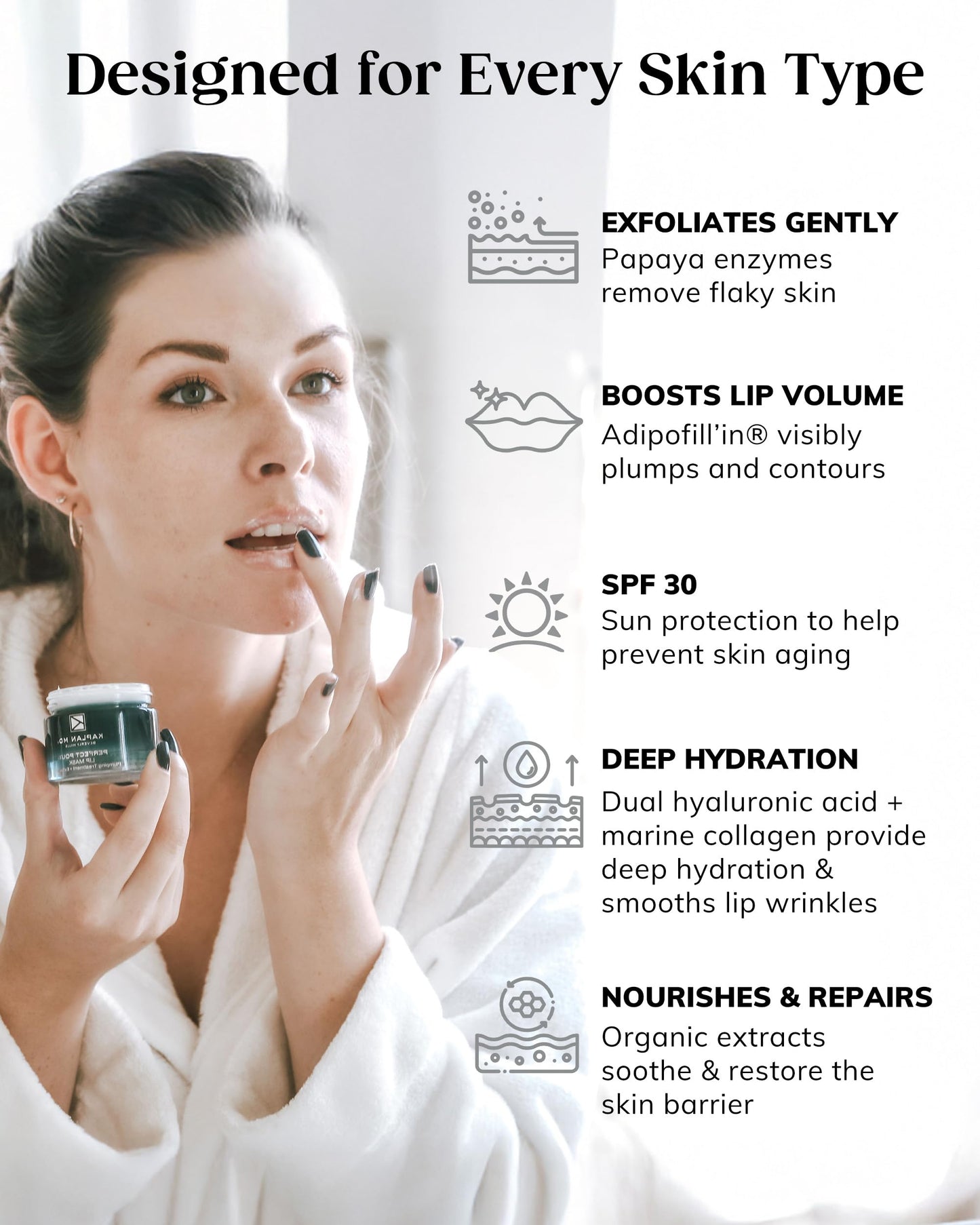 KAPLAN MD Perfect Pout Duo Lip Mask (0.5 oz.) & Lip Balm 0.17 oz. - Complete Anti-Aging Skin Care for Lips