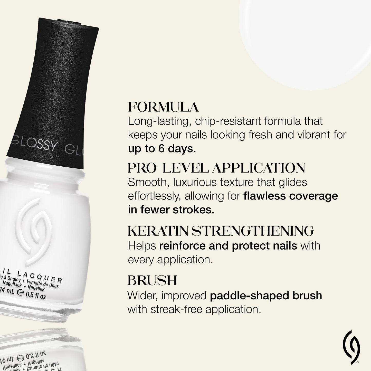 China Glaze CG Nail Lacquer White On White Nail Polish, Quick Dry, Chip Resistant Glossy Finish for Salon & DIY Manicure, 0.5 fl oz