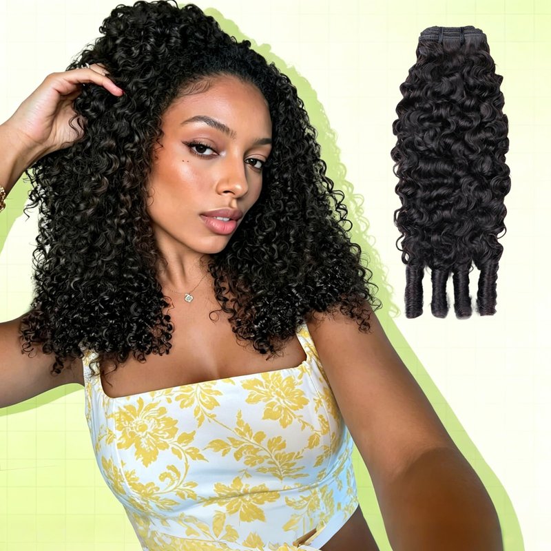 HEYKNOT Burmese Curly Bundles Human Hair 18 Inches 100% Unprocessed Quick Weave 3c4a Water Wave with Spiral Curly End Real Human Hair Extensions Natural Black
