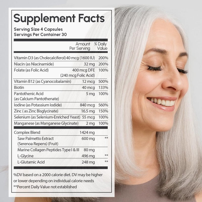 MAREE Hair Growth Vitamins - Faster Thicker Hair Growth Products - Biotin & Collagen Complex Hair Growth Supplements - Hair Vitamins for Hair Loss for Women & Men - Vitaminas Para El Cabello 120 Pills